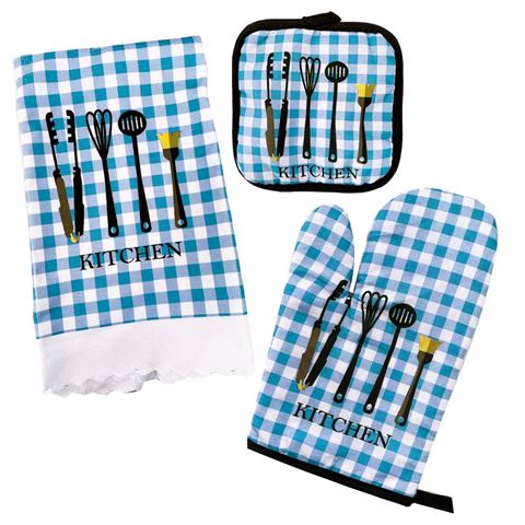 Kitchen Mittens, Pot Rest Holder, and Towel for Cooking and Baking 3pcs Set