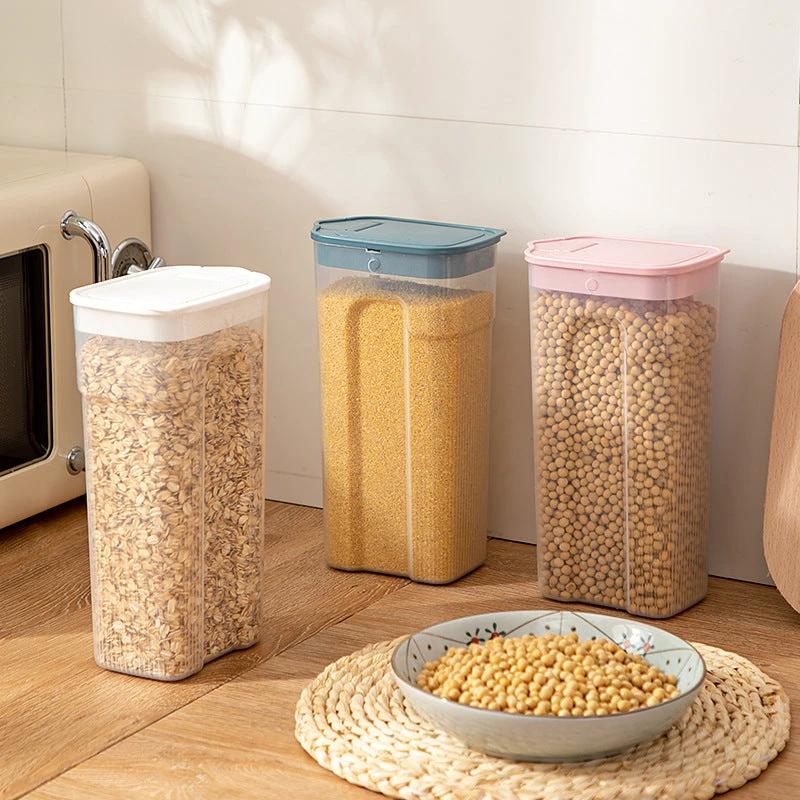 Kitchen Transparent Sealed Jar – Plastic Grain Storage Container with Airtight Lid