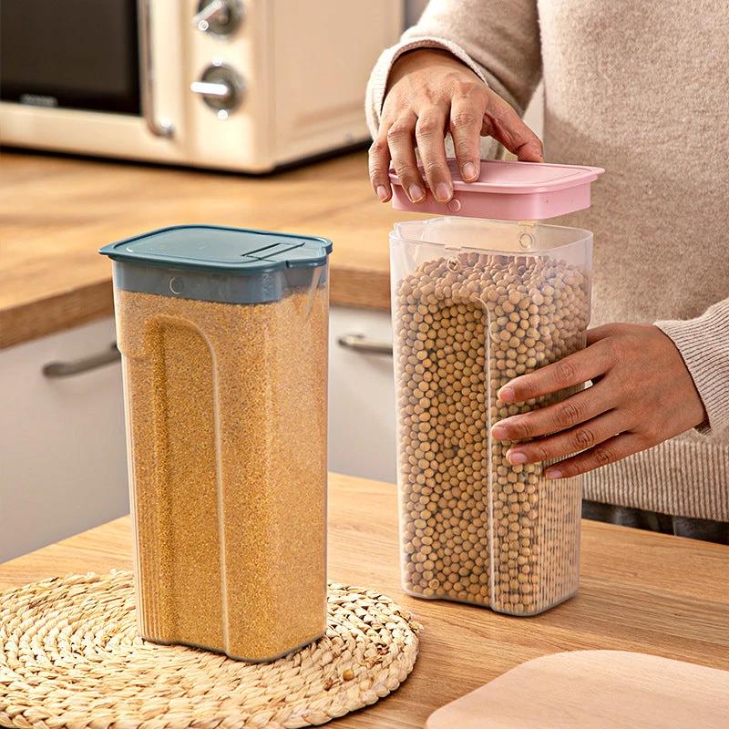Kitchen Transparent Sealed Jar – Plastic Grain Storage Container with Airtight Lid
