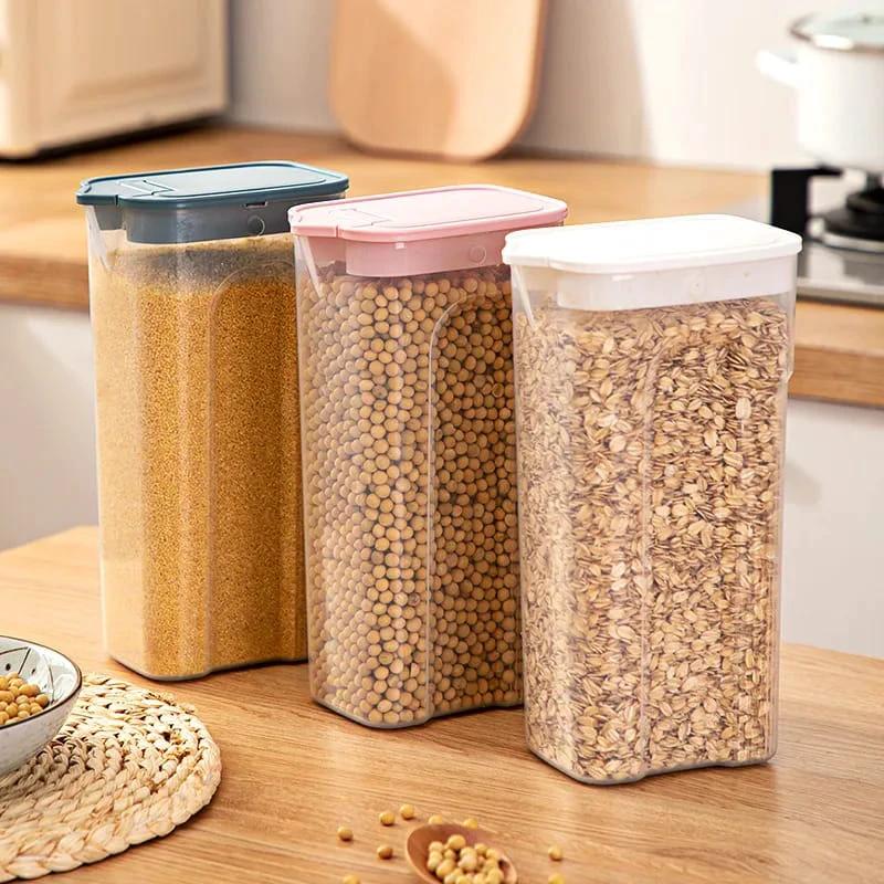 Kitchen Transparent Sealed Jar – Plastic Grain Storage Container with Airtight Lid Storage Jars Food Storage Containers