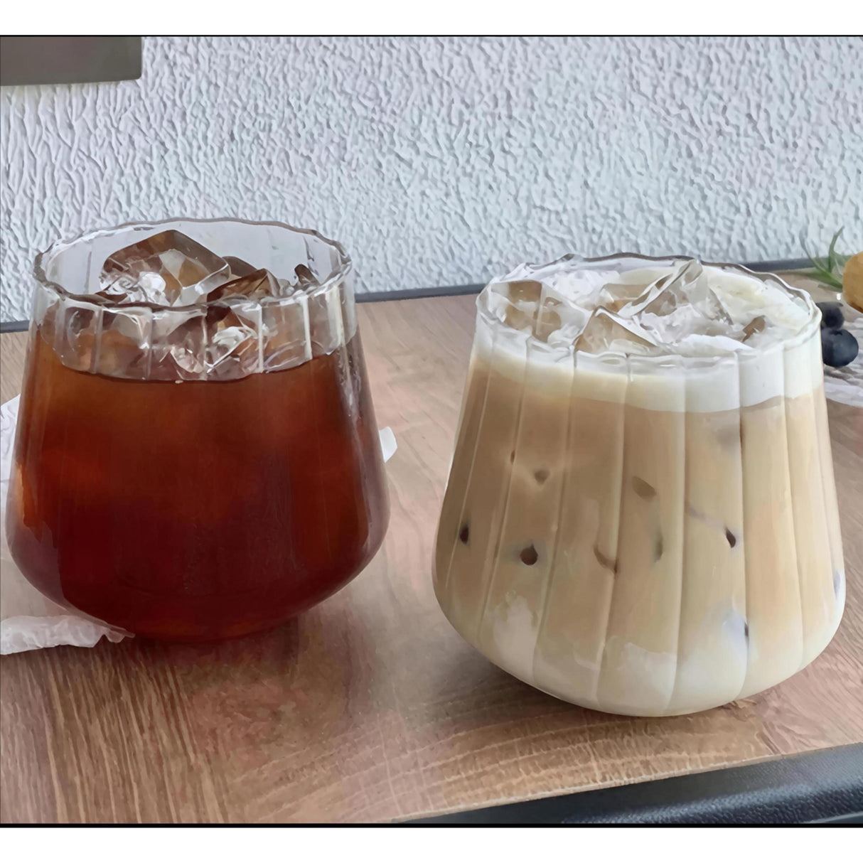 Korean Style Heat Resistant High Borosilicate Vertical Line Glass 350ml