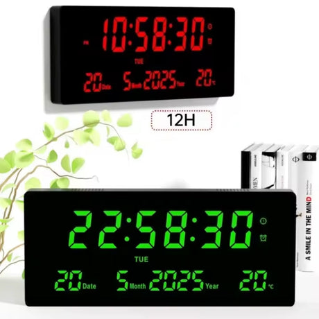 LED Digital Clock with Alarm, Date, and Temperature Display