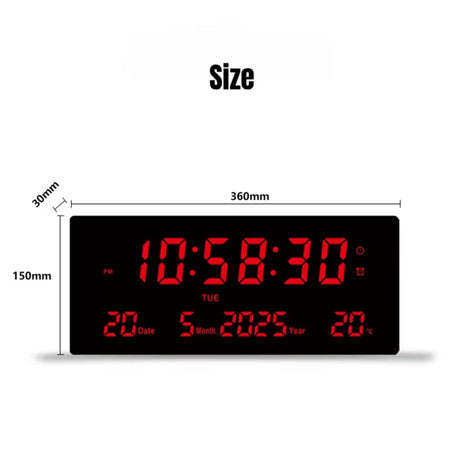 LED Digital Clock with Alarm, Date, and Temperature Display