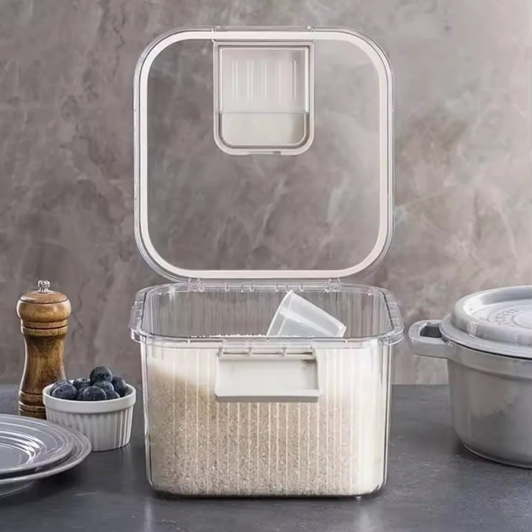 Large Acrylic Cereal Storage Container Airtight with Measuring Cup food storage Food Storage Containers