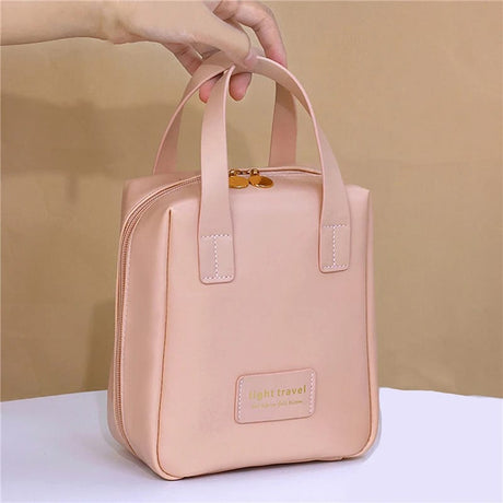 Large Capacity PU Leather Durable Makeup Toiletries Travel Essentials Bag
