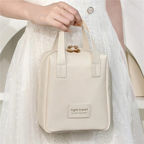 Large Capacity PU Leather Durable Makeup Toiletries Travel Essentials Bag