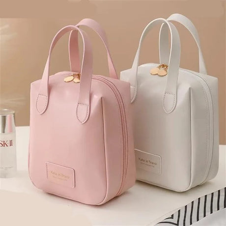 Large Capacity PU Leather Durable Makeup Toiletries Travel Essentials Bag