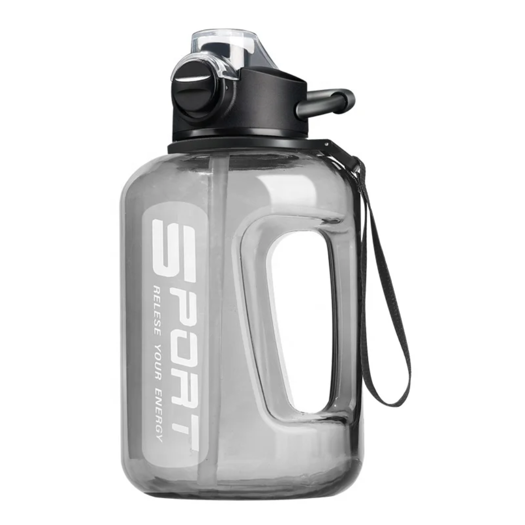 Large Capacity Water Bottle with Flip Lid, Straw, and Detachable Strap for Daily Hydration