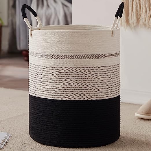 Large Cotton Rope Storage Basket with Handles 50x38cm Decorative Woven Design