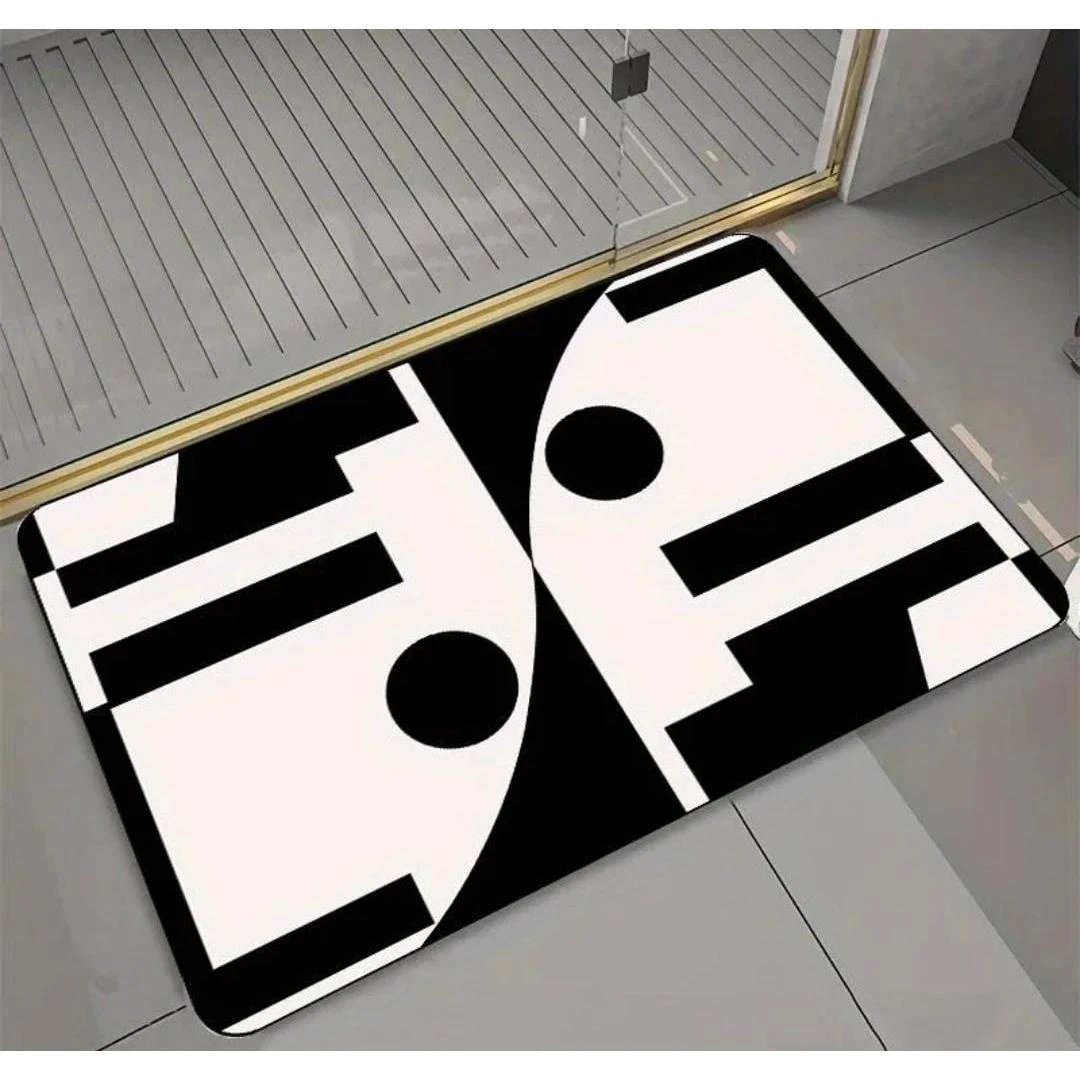 Large Geometric Pattern Door/Bath Mat – 50x80cm Anti-Slip with Rubber Bottom Bath Mats Bath Mats & Rugs