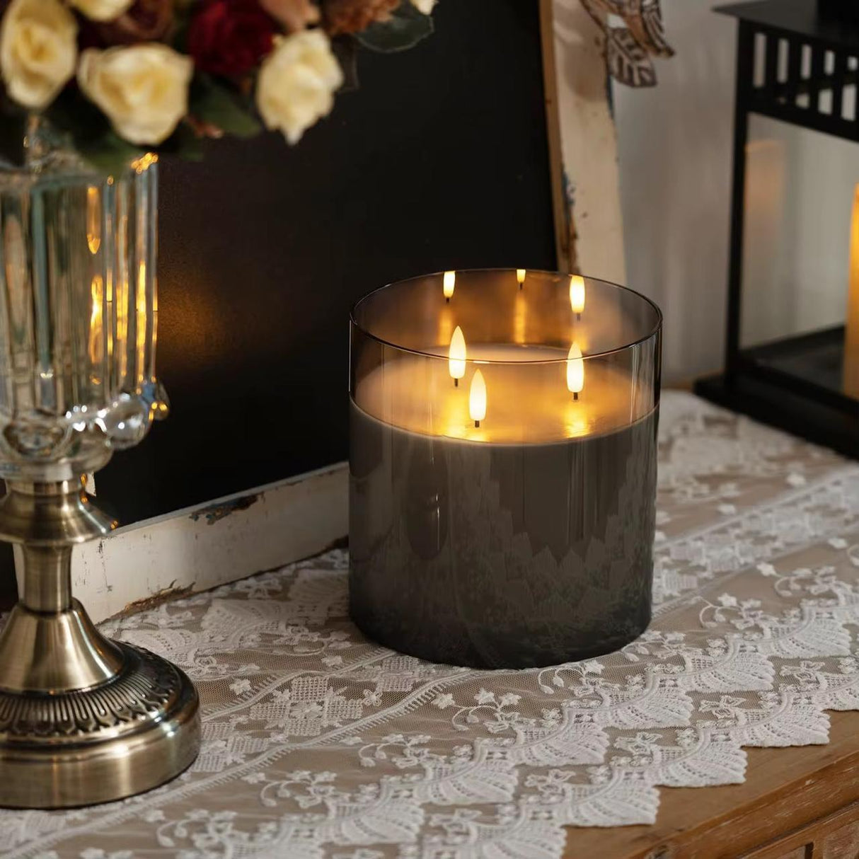 Large Luxury LED Candle 15cm x 15cm for Home Decor and Mood Lighting