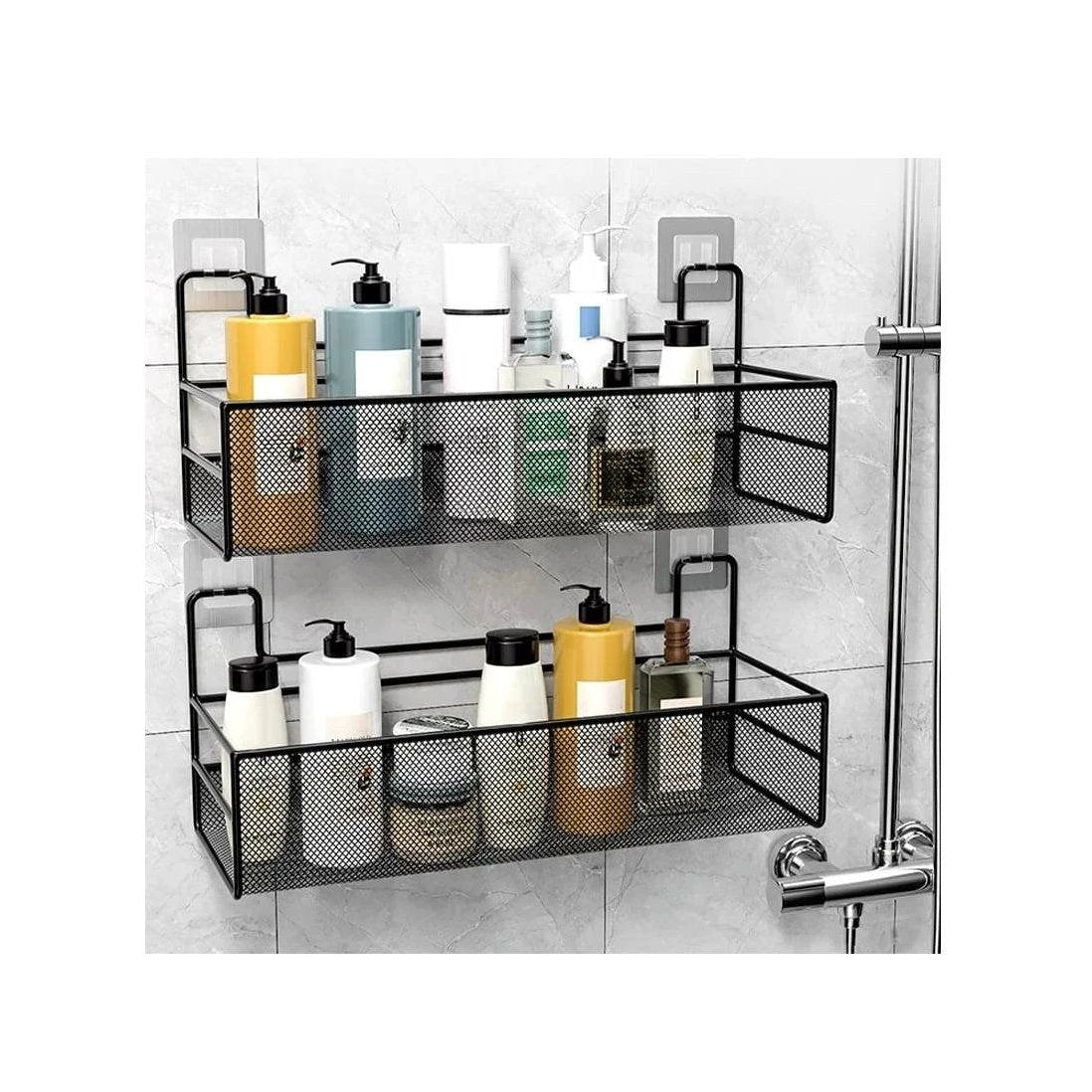 Large Mesh Bathroom Rack | Self-Adhesive Organizer with No Drilling Required Bathroom Storage Bath Caddies