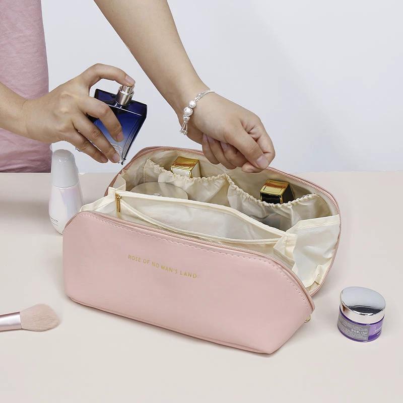 Large Women’s PU Leather Cosmetic Bag | Portable Makeup & Toiletries Organizer Makeup Organizers Makeup Bags