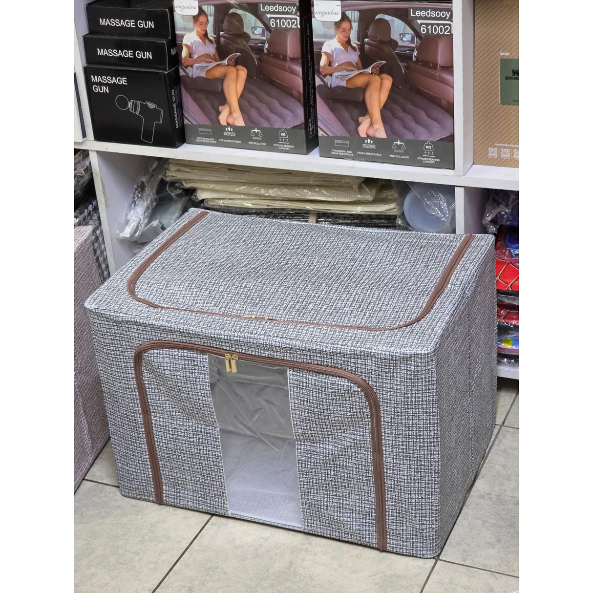 Largest Capacity Zipper Foldable Storage Box with Visible Window – 60 × 40 × 42 cm