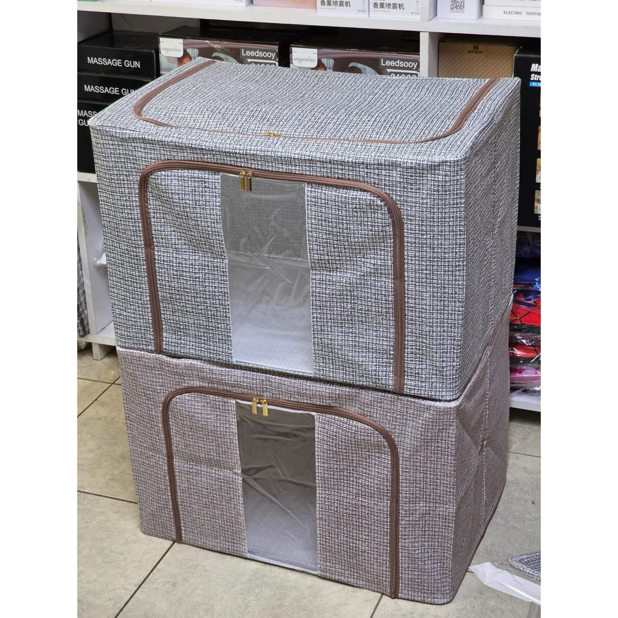 Largest Capacity Zipper Foldable Storage Box with Visible Window – 60 × 40 × 42 cm