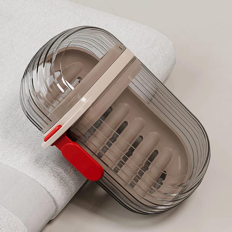 Clear Travel Soap Dish Case – Portable Leak-Proof Sealed Soap Holder with Drain Lid Bathroom Storage Soap Dishes & Holders