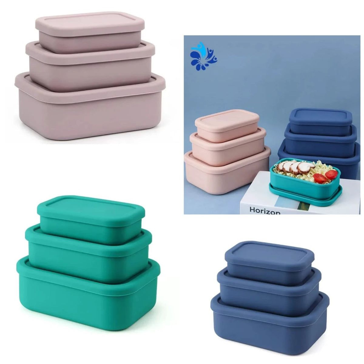 Leak Proof Silicone Lunch Box Set Food Grade Microwave and Dishwasher Safe storage containers Lunch Containers