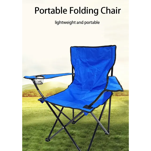 Lightweight Foldable Camping Arm Chair | Waterproof Canvas with Metallic Frame | Available in Blue, Red, Green, Black