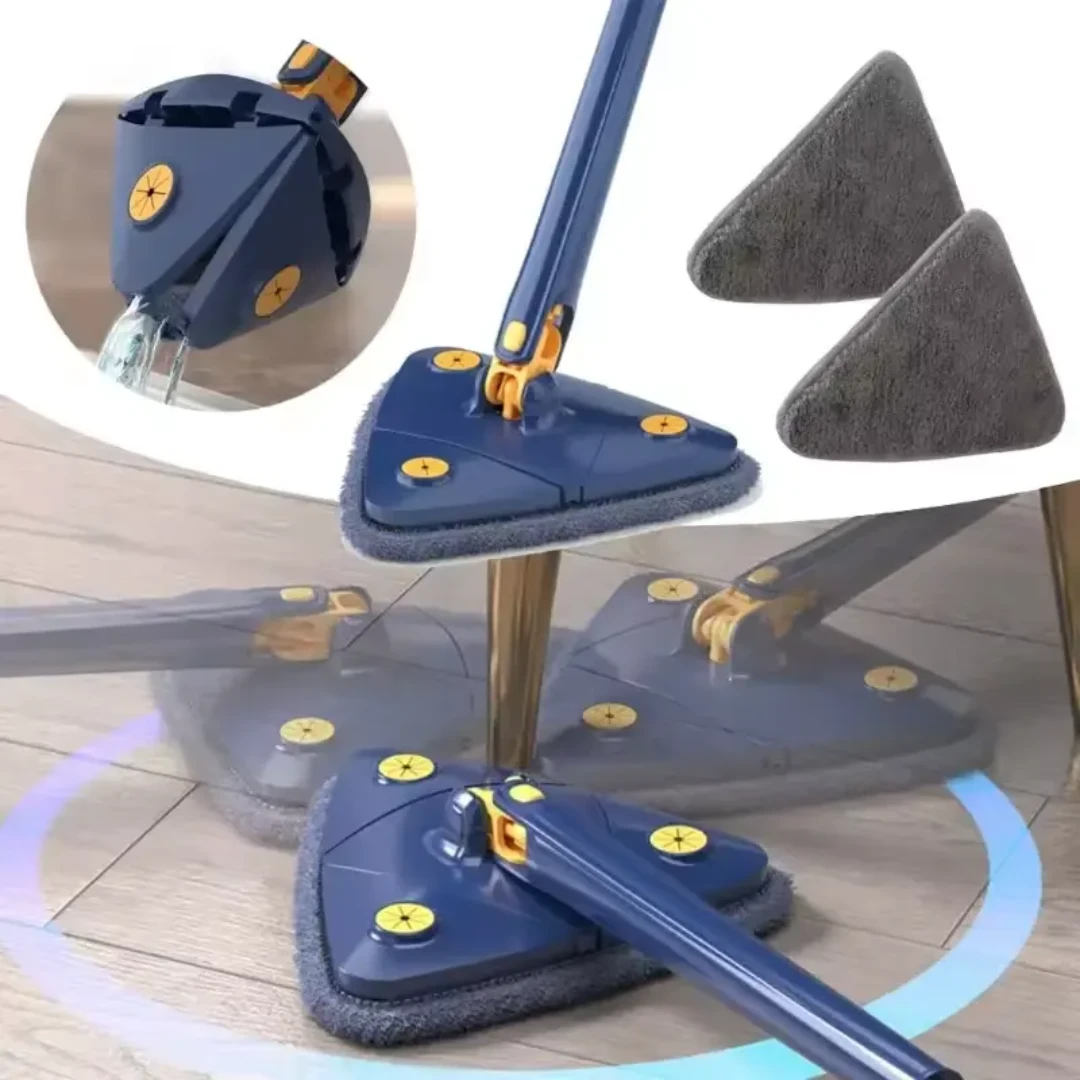 Long Handle Triangular Twist Mop 360° Rotating Cleaning Mop for Corners & Hard to Reach Areas Cleaning Supplies Mops