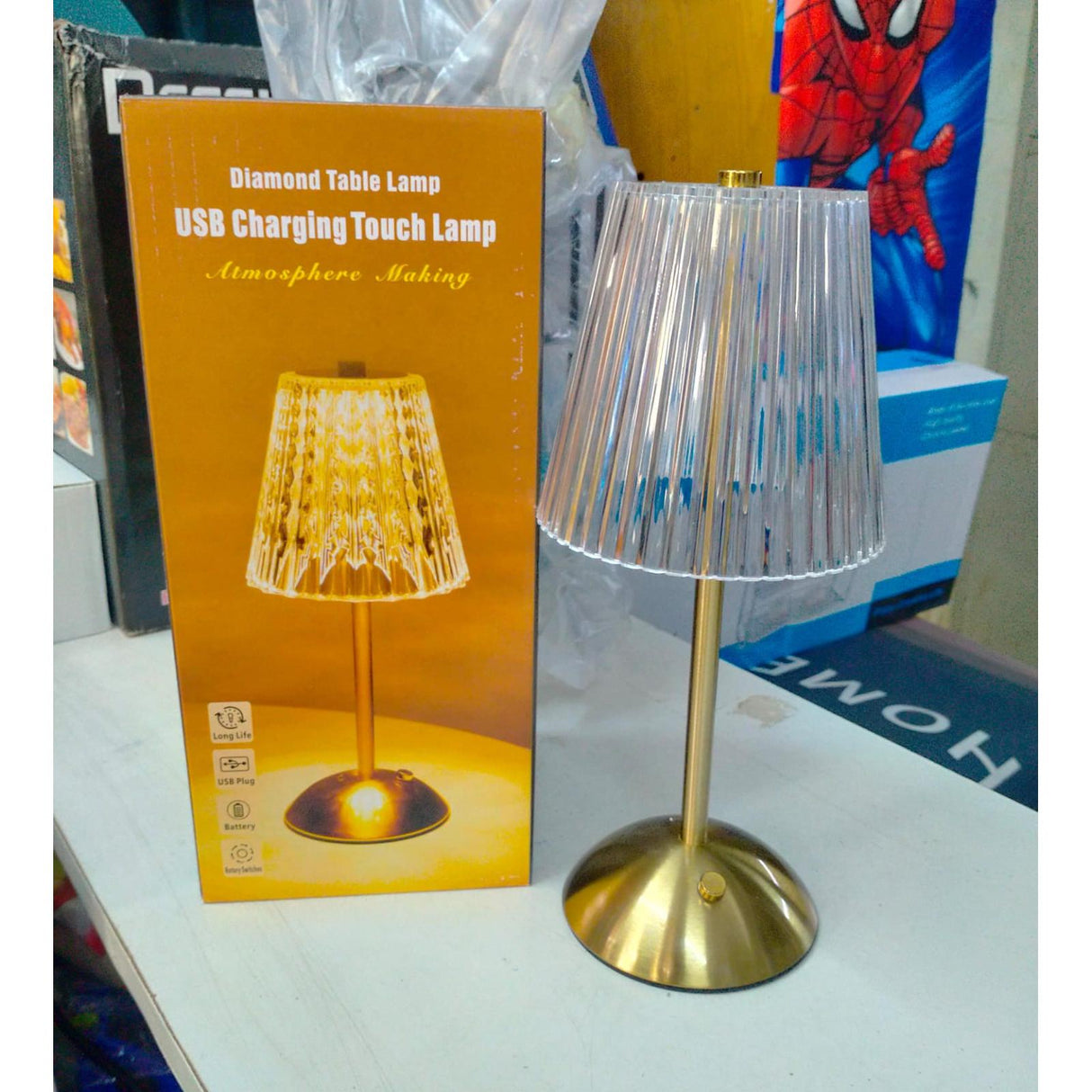 Lovely Crystal Bedside Lamp with Rechargeable Design and Multiple Light Modes
