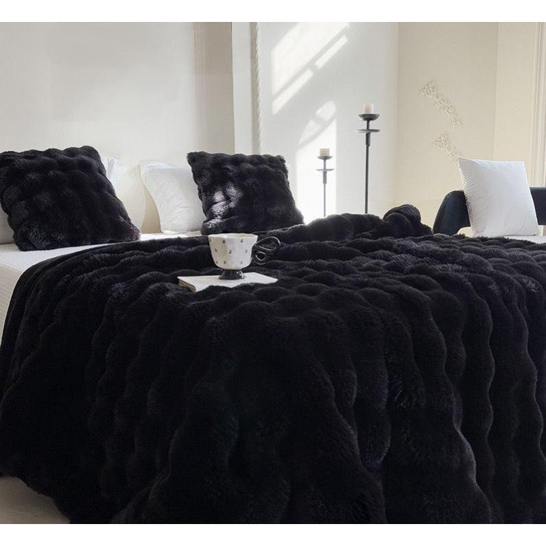 Luxurious Double Layer Faux Furry Bubble Blanket 180×200cm