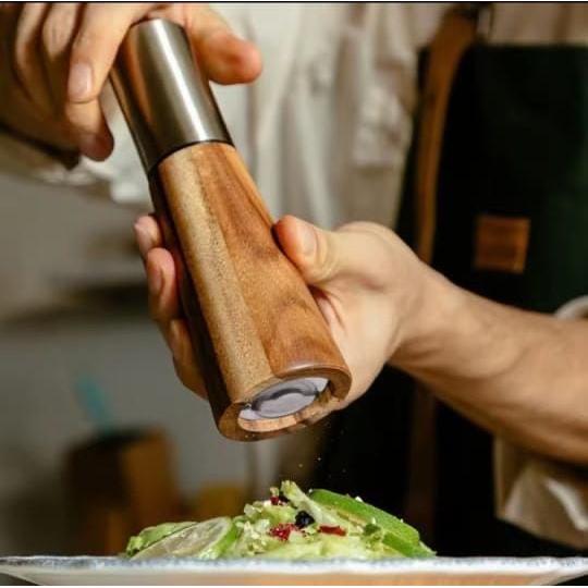 Luxury Acacia Wood Pepper & Salt Grinder Set – 2pcs Stainless Steel Mill (18cm)