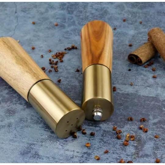 Luxury Acacia Wood Pepper & Salt Grinder Set – 2pcs Stainless Steel Mill (18cm)