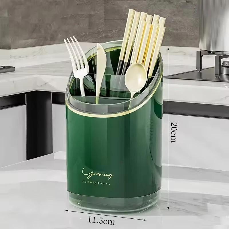 Luxury Acrylic Cutlery Organizer/Holder | 11.5x20cm - Green & White Kitchen Storage Kitchen Utensil Holders