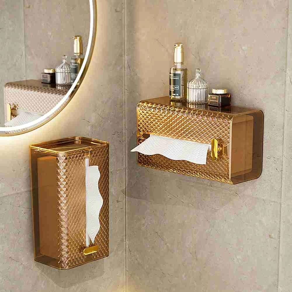 Luxury Diamond Wall Mounted Acrylic Tissue Box Transparent Table Napkin Holder for Bathroom