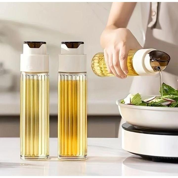 Luxury Glass Oil Jar 500ml, Elegant and Functional Oil Dispenser Storage Containers Oil & Vinegar Dispensers