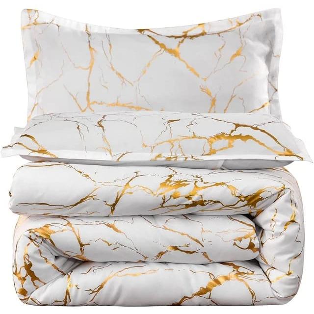 Luxury Gold Marble Texture Foil Style Duvet Cover Set