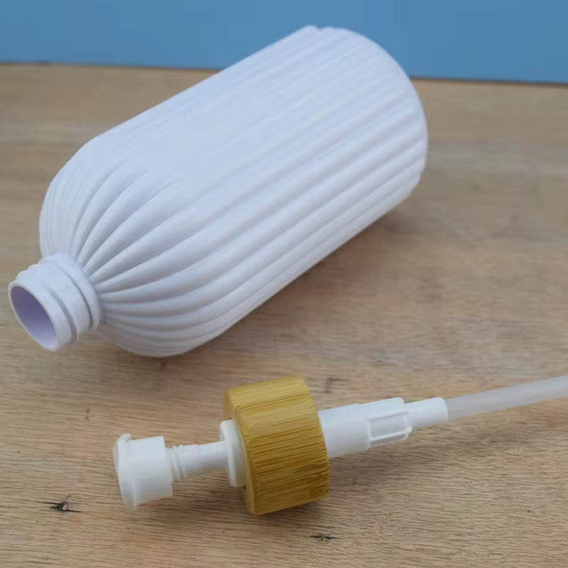 Luxury Matte Striped Ceramic Lotion Dispenser Bottle – 500ml | Black & White | Premium Bathroom Accessory