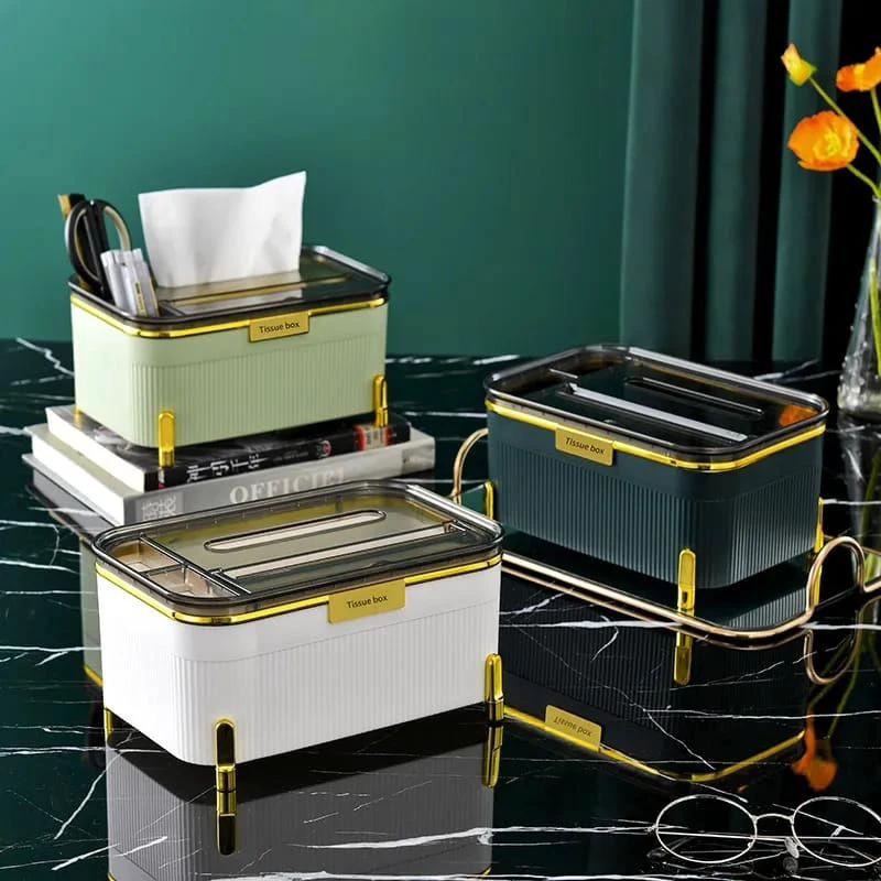 Luxury Multifunction Tissue Box Creative Desktop Storage Organizer for Makeup Pens & Remote Controls Tableware Facial Tissue Holders