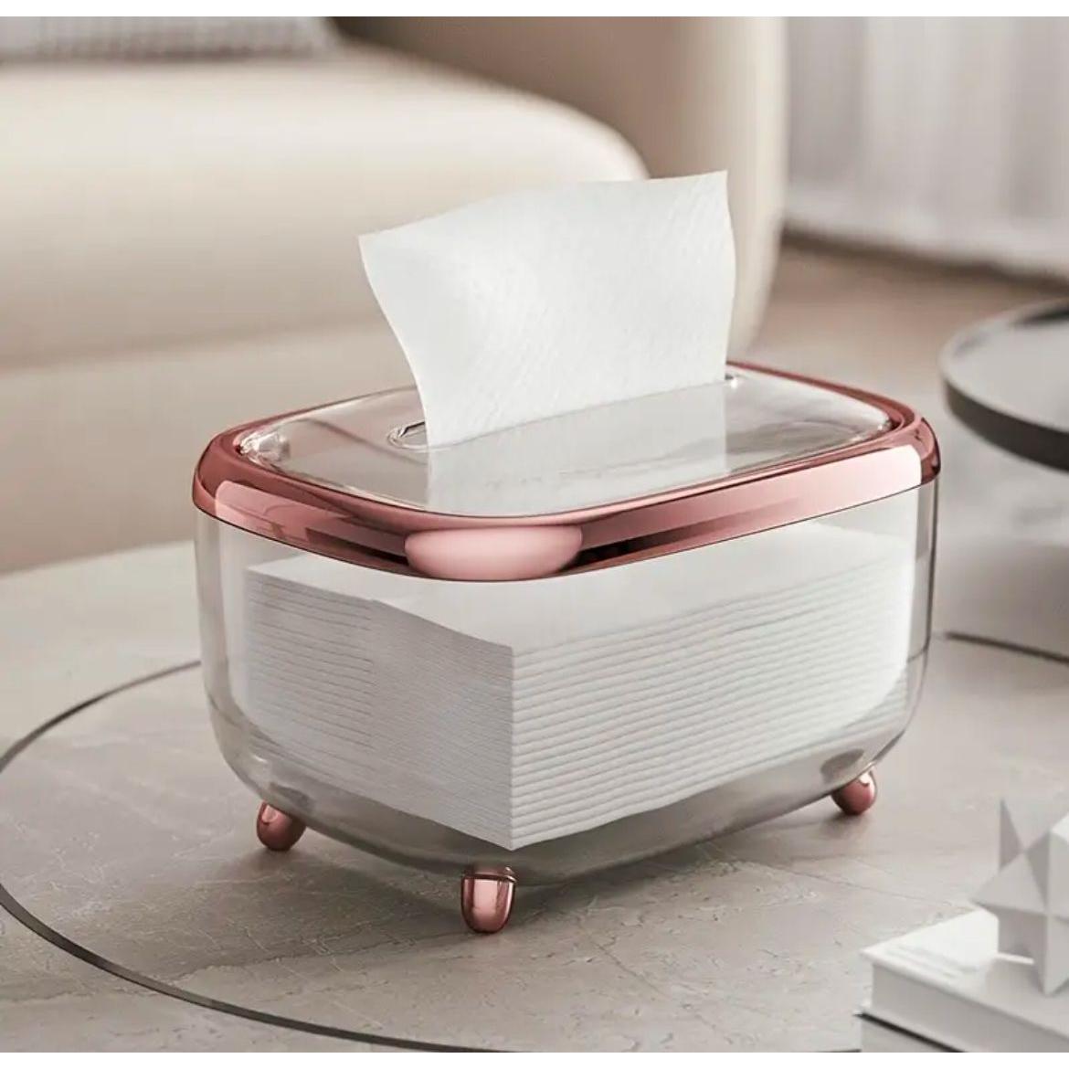 Luxury Rose Gold & Clear Acrylic Tissue/Serviette Holder with Lid.