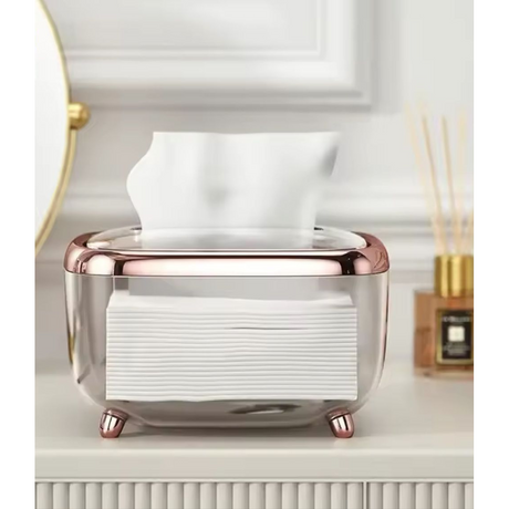 Luxury Rose Gold & Clear Acrylic Tissue/Serviette Holder with Lid.