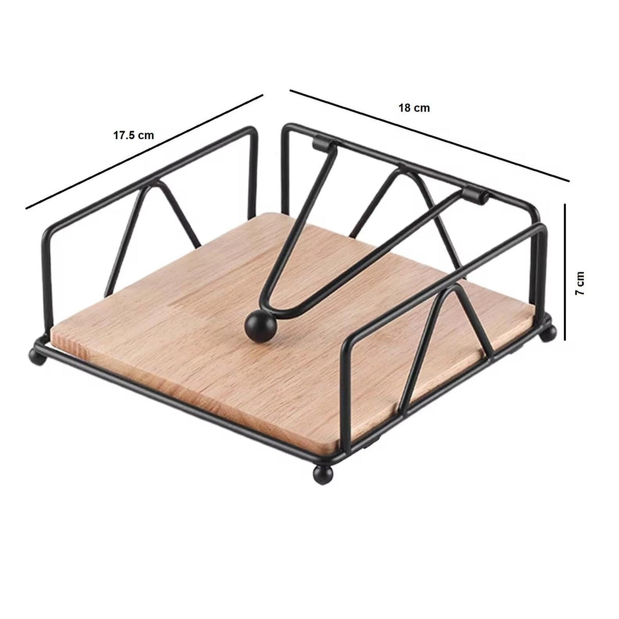 Luxury Serviette Holder with Bamboo Base – Black & Gold Napkin Dispenser