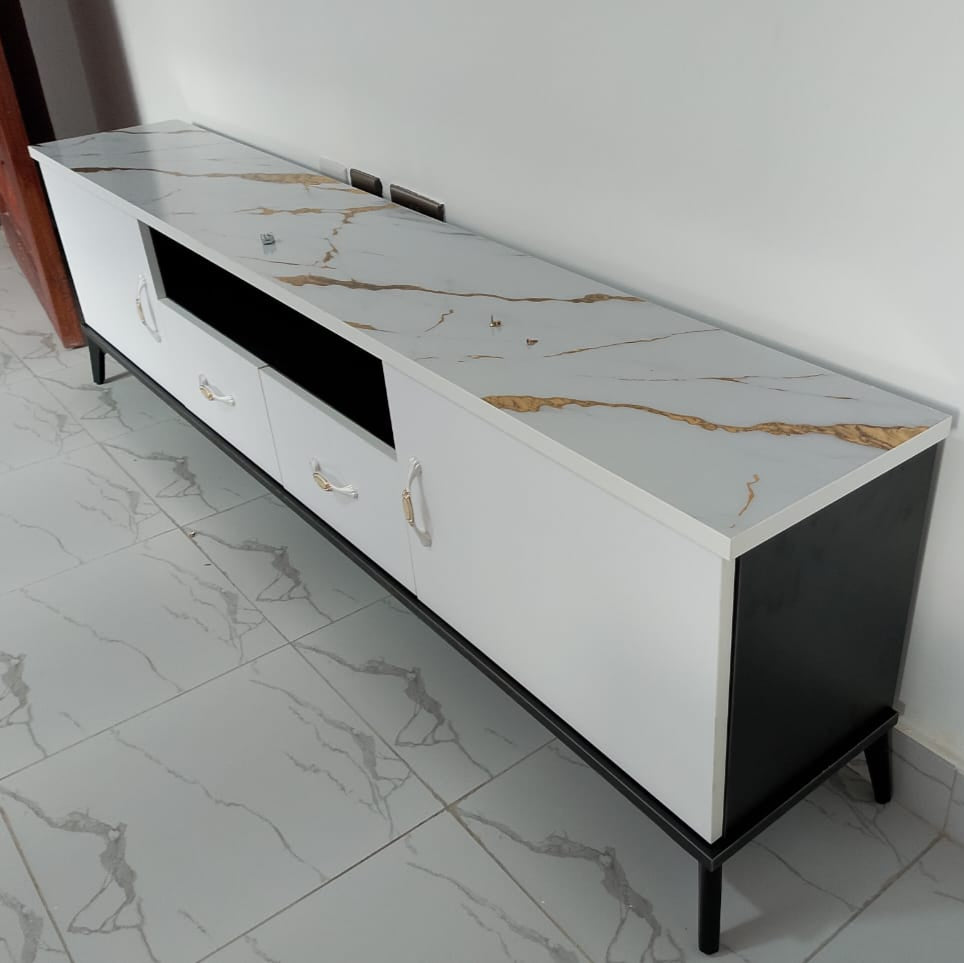 Marble Effect Wooden TV Stand