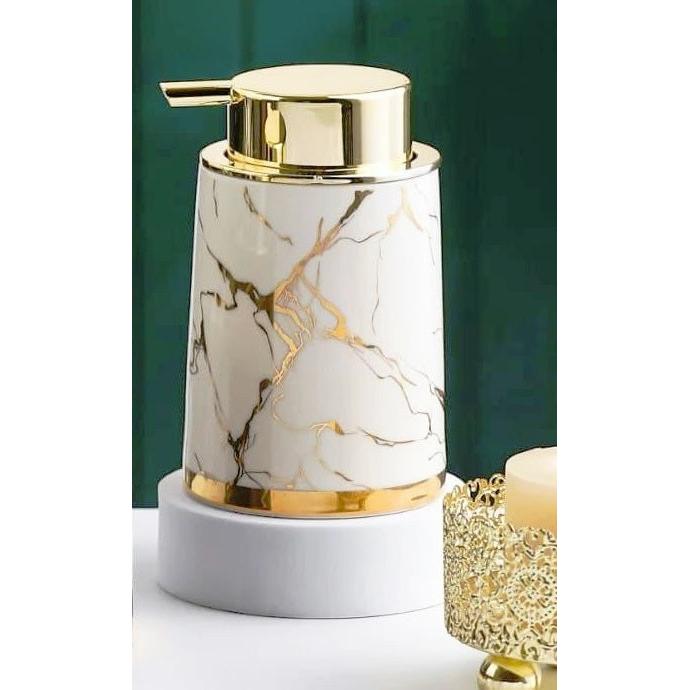 Marble Soap Dispenser | 400ml Hard Plastic Pump for Liquid Soap and Lotion | Elegant Bathroom and Kitchen Accessory