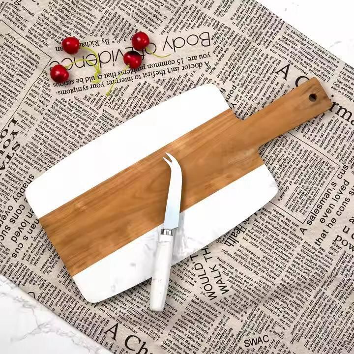 Marble and Acacia Wood Chopping Board 35×17×2cm Durable and Heat Resistant