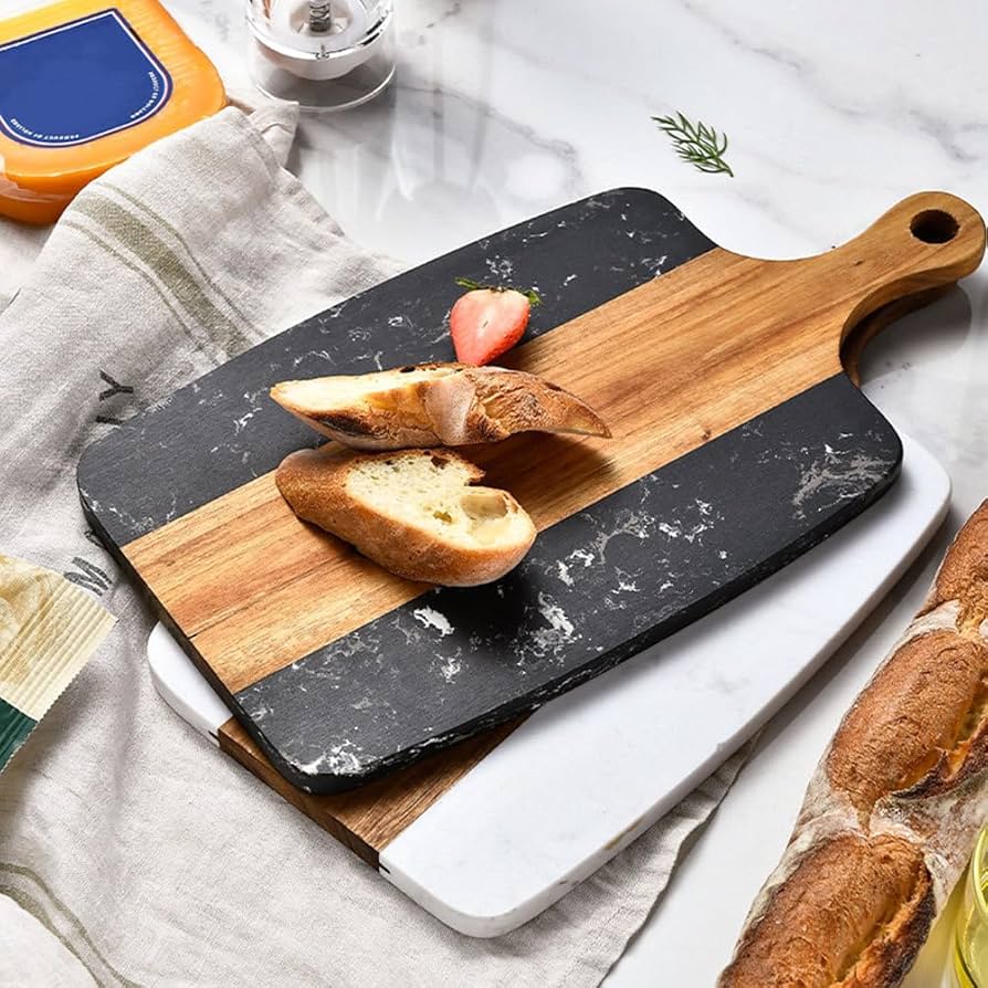 Marble and Acacia Wood Chopping Board 35×17×2cm Durable and Heat Resistant