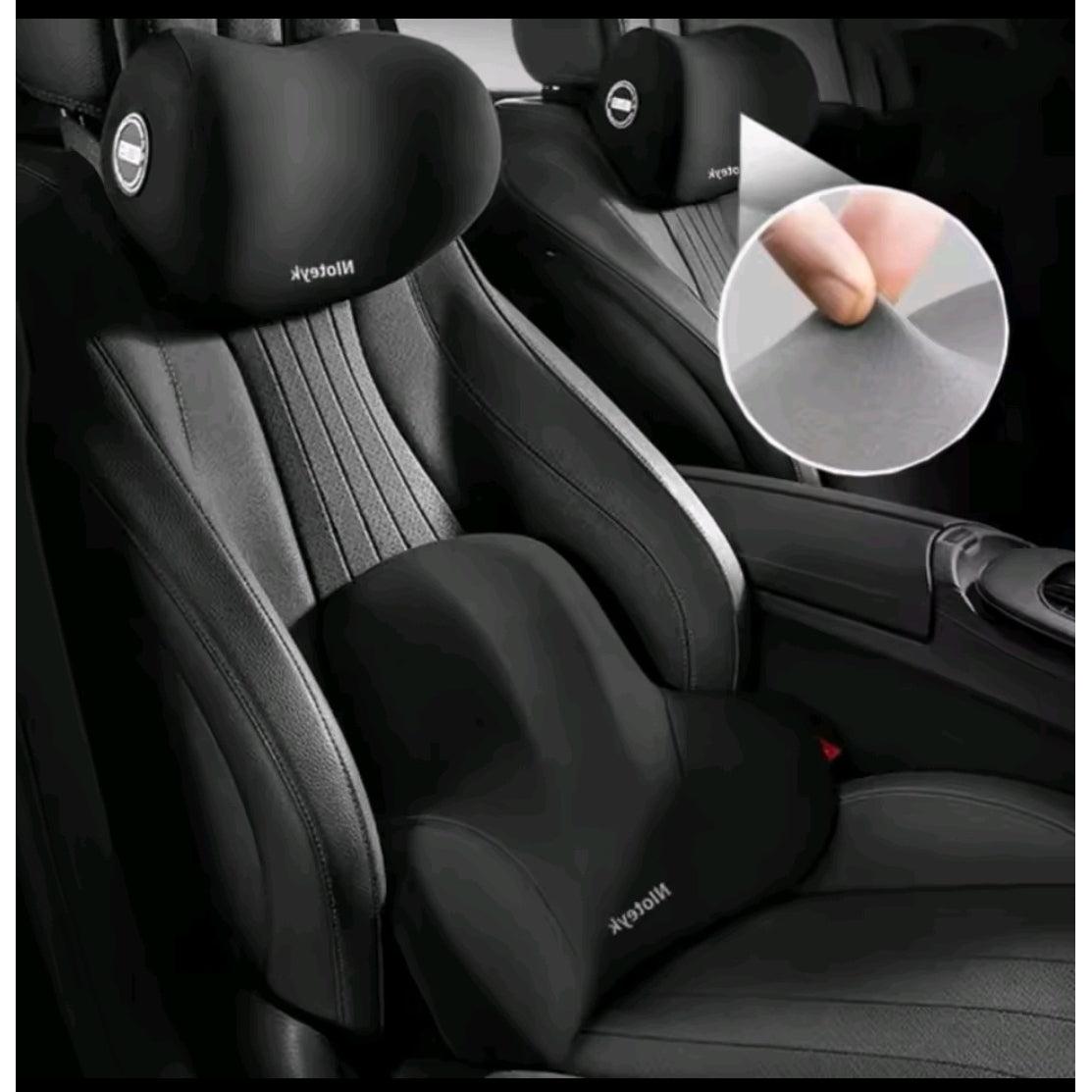 Memory Foam Lumbar and Head Support Car Seat Supporter Set of 2