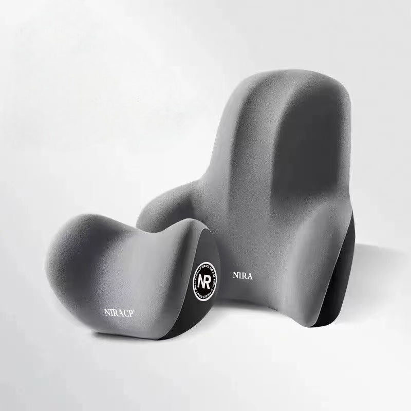 Memory Foam Lumbar and Head Support Car Seat Supporter Set of 2
