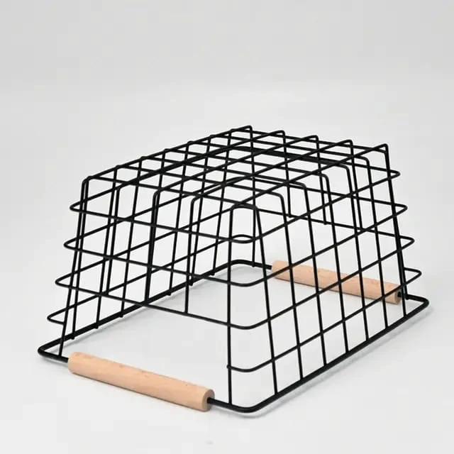 Metal Wire Storage Basket with Handle Wrought Iron Art Fruit Vegetable Snacks Bathroom & Kitchen Holder (Black & White) Storage Containers Food Storage Containers