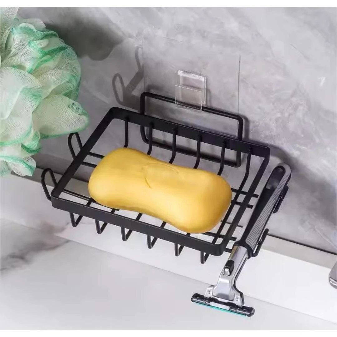 Metallic Adhesive Soap Holders Black Sleek Bathroom Accessory Bathroom organiser Soap Dishes & Holders