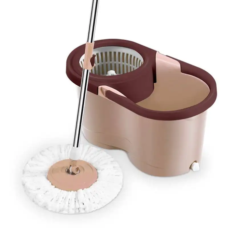 Metallic Magic Spin Mop with Bucket 360° Rotating Head, Wheels & Drain Hole.