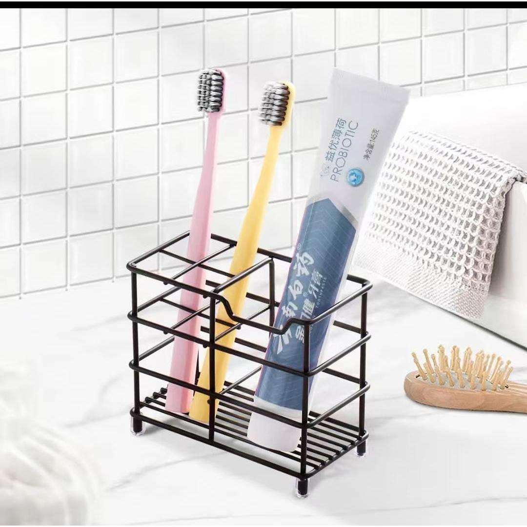 Metallic Multipurpose Organizer for Toothbrush and Toothpaste – Black