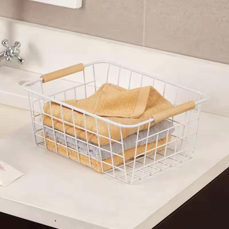 Metallic Organizer Baskets | 30x20x15.5cm White Iron Wire Storage for Fruits & More Bathroom Storage Household Storage Drawers
