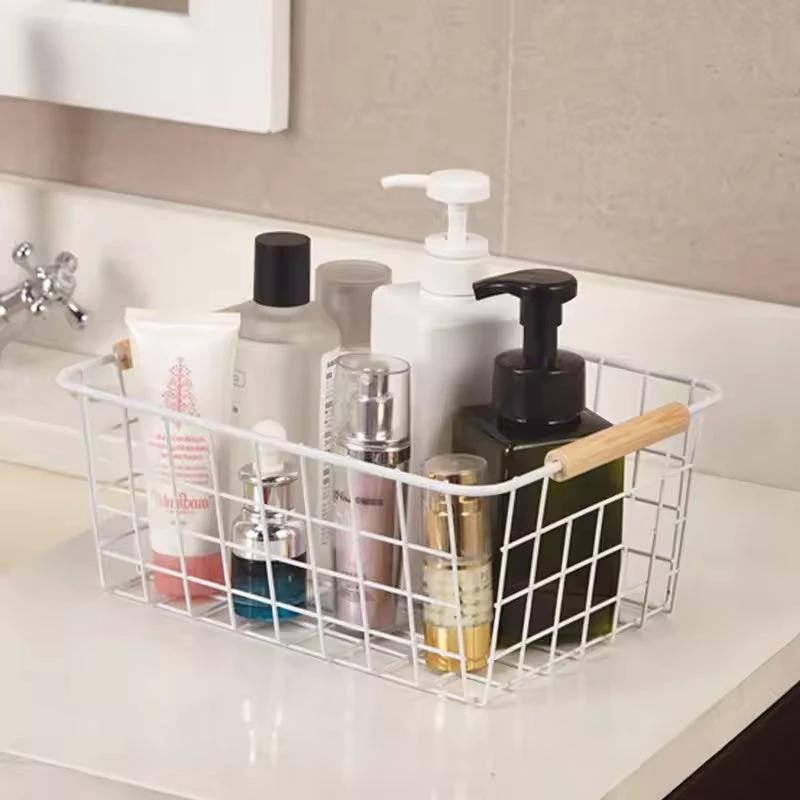 Metallic Organizer Baskets | 30x20x15.5cm White Iron Wire Storage for Fruits & More Bathroom Storage Household Storage Drawers