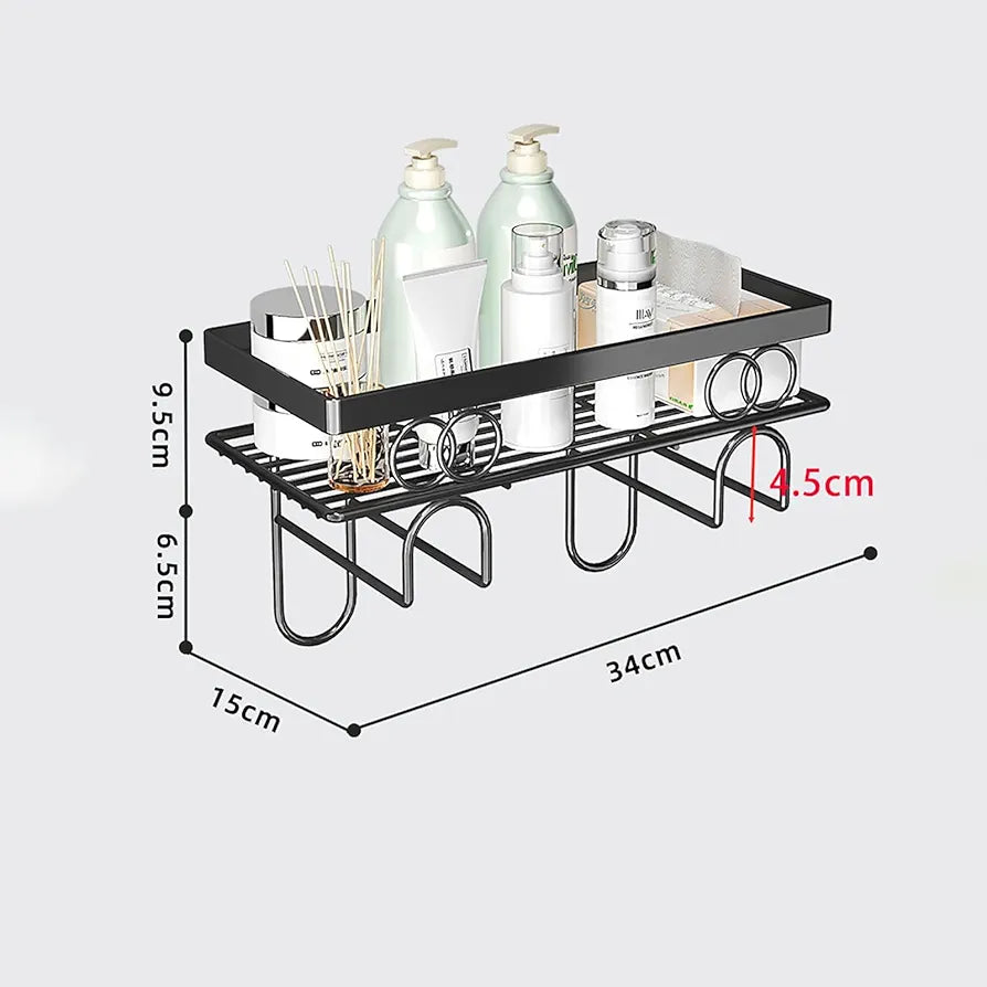Metallic Space Saving Versatile Toilet/Bathroom Storage Rack Organizer | Black, Gold, Pink, White – 34cm x 15cm x 16cm
