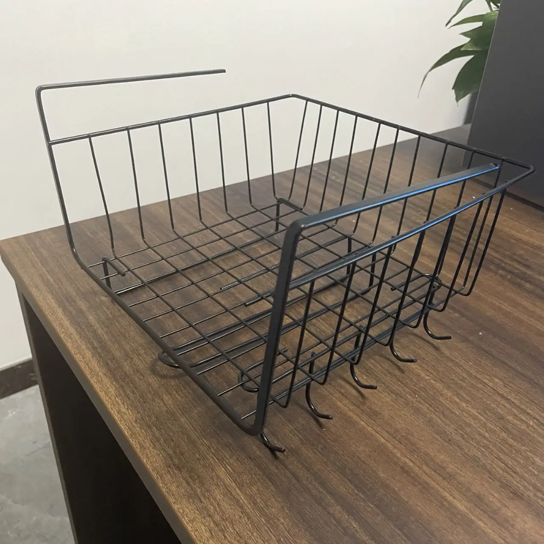 Metallic Under Shelf Rack Black Space-Saving Kitchen Organizer